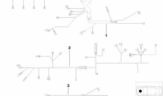 Cableado del motor (Arnés de cables) OEM 12511439873 para BMW E46. Original BMW.