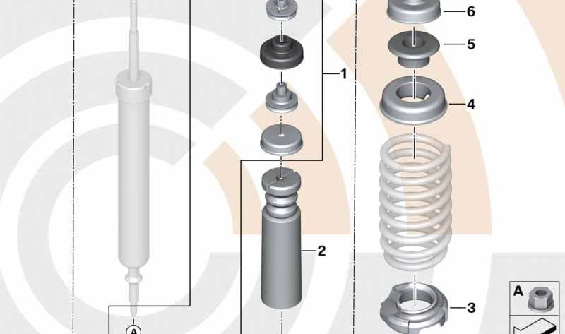 Tope de suspensión trasero OEM 33506773629 para BMW E91, E92, E93. Original BMW.