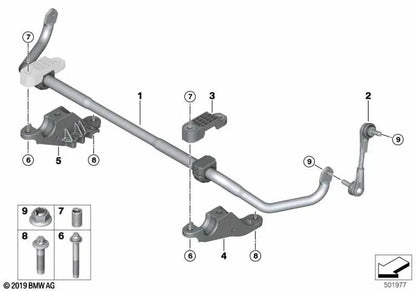Supper -Stabilisator -Unterstützung für BMW 5 F90 -Serie, G30, G31, G38, 6 G32 -Serie, 7 G11 -Serie, G12, Serie 8 F91, G14 (OEM 31356861471). Original BMW
