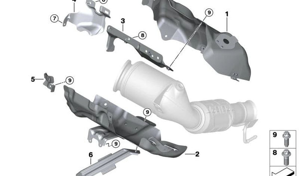 Protector térmico inferior para turbocompresor OEM 11658489634 para BMW (Modelos compatibles: U06). Original BMW.