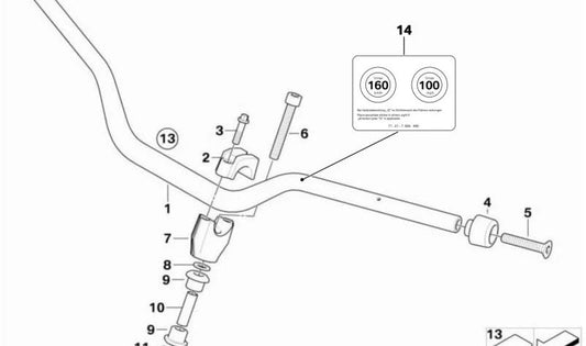 Manillar OEM 32718530422 para motos BMW F 650 GS, F 800 GS (06/2011 - 07/2016). Original BMW Motorrad.