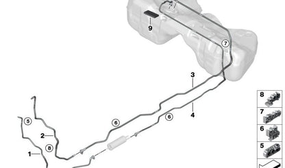 Clip fijación combustible OEM 16127359194 para BMW G20, G21, F90, G30, G31, G32, G11, G12, F91, F92, F93, G14, G15, G16, G05, G06, G07, Serie 2 G42. Original BMW.