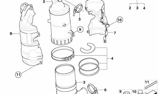 Protector térmico (Wärmeschutzblech) OEM 18307808784 para MINI R55, R56, R57, R58, R59. Pieza original MINI.