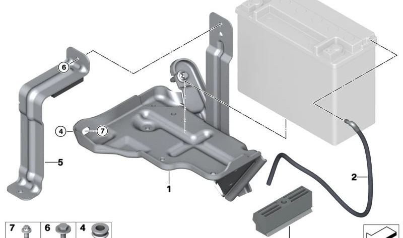 Soporte de sujeción batería OEM 61217592923 para BMW F07, F10, F11, F06, F12, F13, i3, I01. Original BMW.
