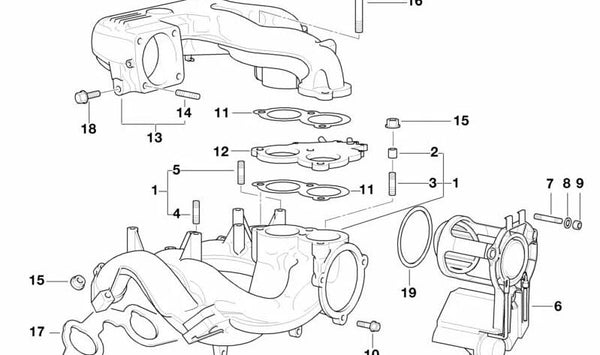 Tubo de admisión superior OEM 11611247266 para BMW E36. Original BMW.