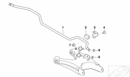 Soporte para barra estabilizadora OEM 33506779734 para BMW E36, E46, E28, E34, E24, E32, E38, Z4 E85/E86/E89, Z8 E52. Pieza original BMW.