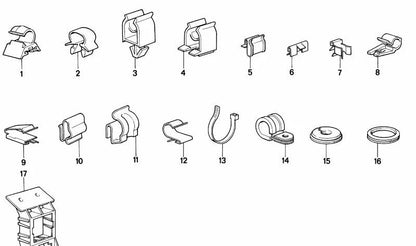 Clip de fijación de tubo OEM 18307565082 para BMW E36, E90, E91, E92, E93, E12, E34, E23, E38, F01, F02, F85, F86, Z3. Original BMW.