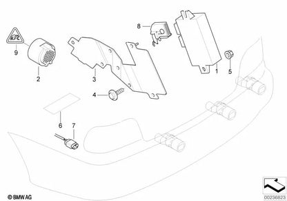 PDC control unit bracket for BMW E46 (OEM 66218369025). Genuine BMW.