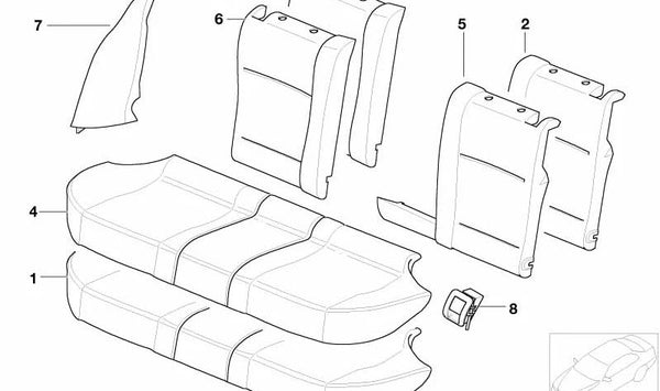 Espuma de asiento OEM 52207053143 para BMW E39. Original BMW.