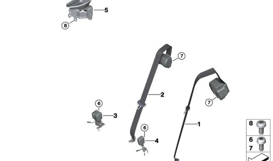 Cinturão de segurança à direita OEM 72119490296 para BMW IX1 (i20). BMW original.
