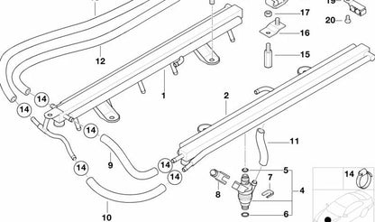 Tubería de alimentación de combustible OEM 13531435849 para BMW E38. Original BMW.