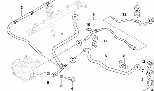 Fuel line for BMW X3 E83 (OEM 13533418107). Original BMW