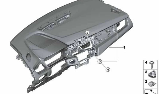 Salpicadero con costura roja OEM 51459378461 para BMW F45, F46. Original BMW.
