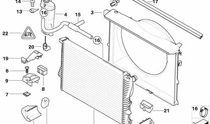 Radiador de refrigerante OEM 17111436060 para BMW E39 y E38. Original BMW.