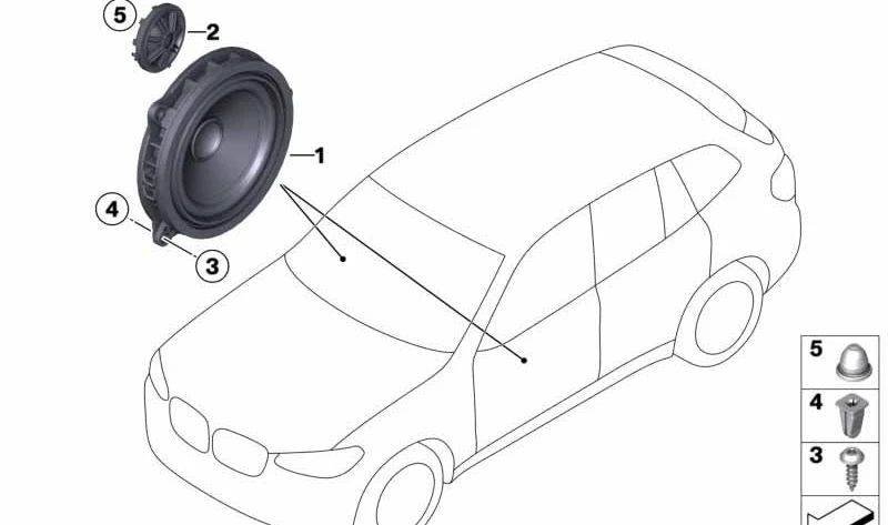 Altavoz medio estéreo OEM 65136809626 para BMW G42, G20, G01, G08, F97, G02, F98, G05, G06. Original BMW.