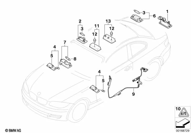 Beleuchtung des linken Türgriffs für BMW E82, E88 (OEM 63317184361). Original BMW