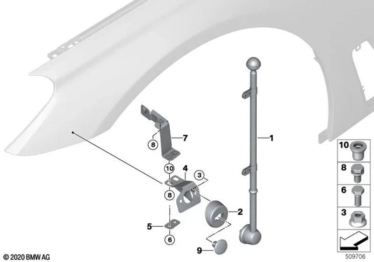 Prise en charge de l'indicateur gauche pour la série BMW 7 G11, G12 (OEM 72608047209). BMW d'origine.