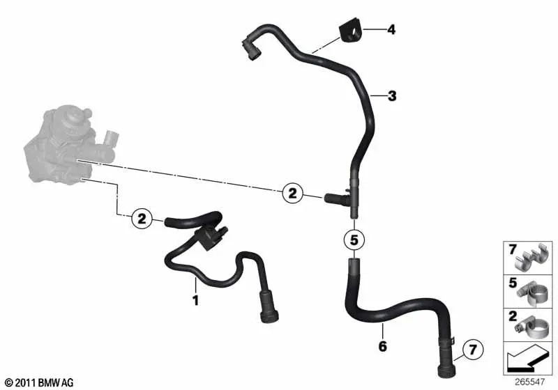 Tipe de retour de carburant pour BMW F20, F21 Series 2 F22, série 3 F30, F31, F34, série 4 F32, F33, 5 Série F10, F11, X1 E84, X5 F15 (OEM 13537823410). BMW d'origine.