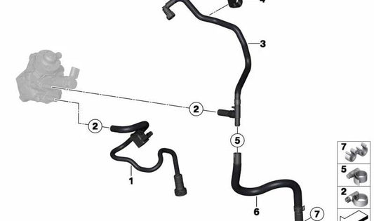 Tubería de retorno de combustible OEM 13538507680 para BMW F20, F21, F22, F30, F31, F34, F32, F33, F36. Original BMW.