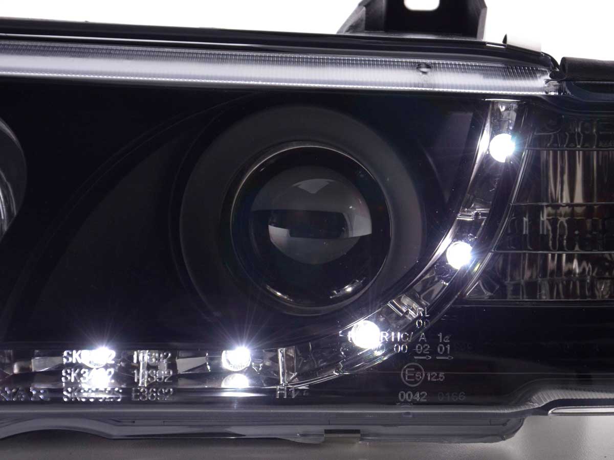 Faros delanteros LED con aspecto DRL para BMW Serie 3 Coupé, Cabrio E36 92-98 negro