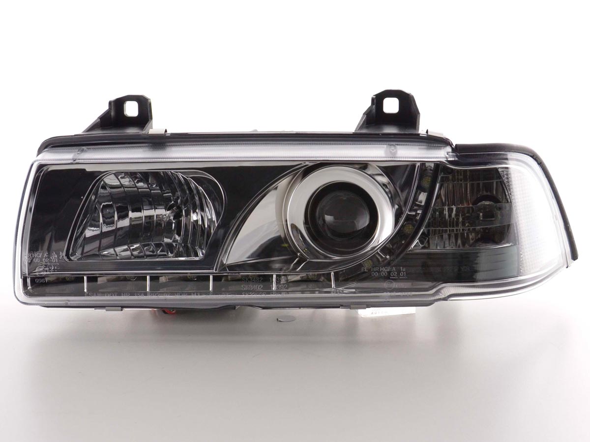 Faros delanteros LED para BMW Serie 3 E36 Coupé/Cabrio 92-98 cromados para volante a la derecha