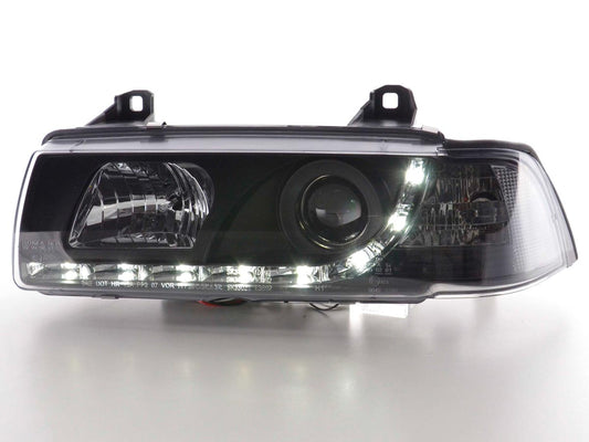 Faros delanteros LED para BMW Serie 3 E36 Coupé/Cabrio 92-98 en negro para volante a la derecha