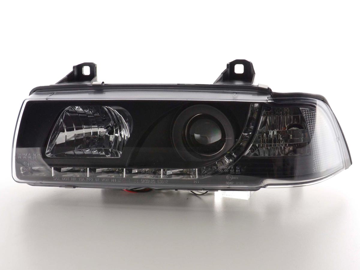 Faros delanteros LED para BMW Serie 3 E36 Coupé/Cabrio 92-98 en negro para volante a la derecha
