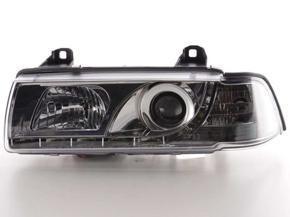 Faros delanteros LED BMW Serie 3 E36 Berlina / Touring cromados para volante a la derecha