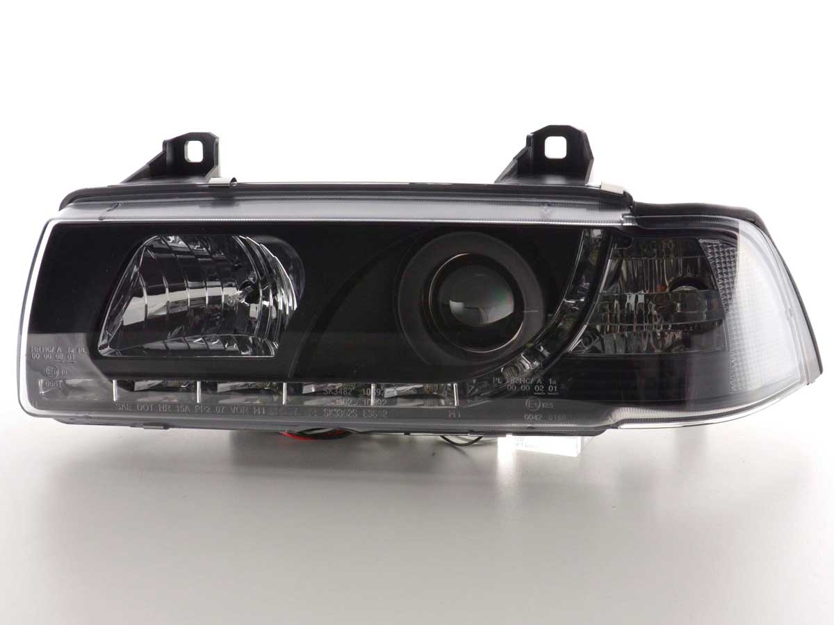 Faros De Luz Diurna Luces Conducción Led Bmw Serie 3 E36 Limo / Touring Negro Para Volante A La