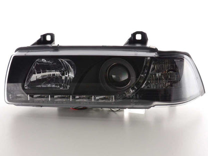 Faros De Luz Diurna Luces Conducción Led Bmw Serie 3 E36 Limo / Touring Negro Para Volante A La