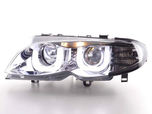 Faros delanteros LED con aspecto DRL para BMW Serie 3 E46 Berlina/Touring 02-05 cromados para volante a la derecha