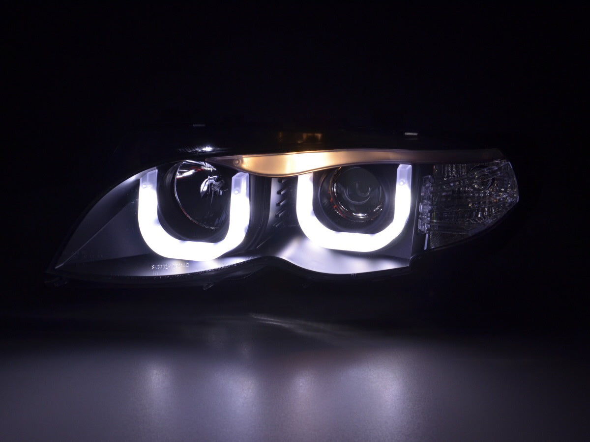 Faros Angel Eye para BMW Serie 3 E46 Berlina/Touring 02-05 en color negro para vehículos con volante a la derecha