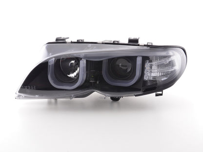 Faros Angel Eye para BMW Serie 3 E46 Berlina/Touring 02-05 en color negro para vehículos con volante a la derecha