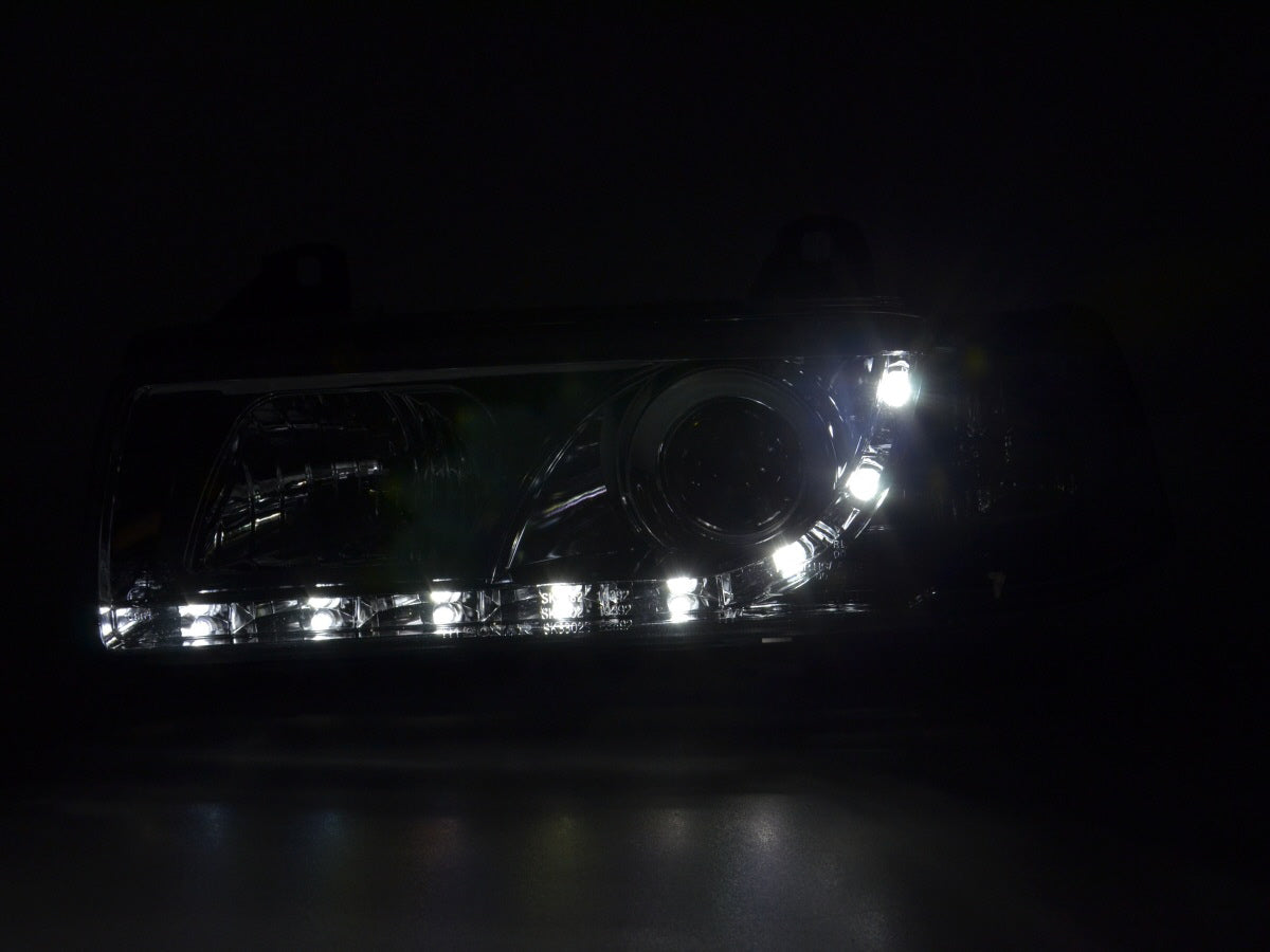 Faros delanteros LED luces diurnas BMW Serie 3 E36 Berlina 92-98 cromado
