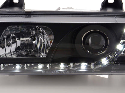 Faros delanteros LED luces diurnas BMW Serie 3 E36 Berlina 92-98 negro