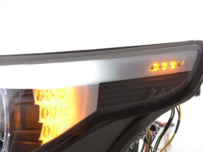 Faros delanteros delanteros Xenón Angel Eyes LED BMW Serie 5 E60 / E61 03-04 negros para volante a la derecha