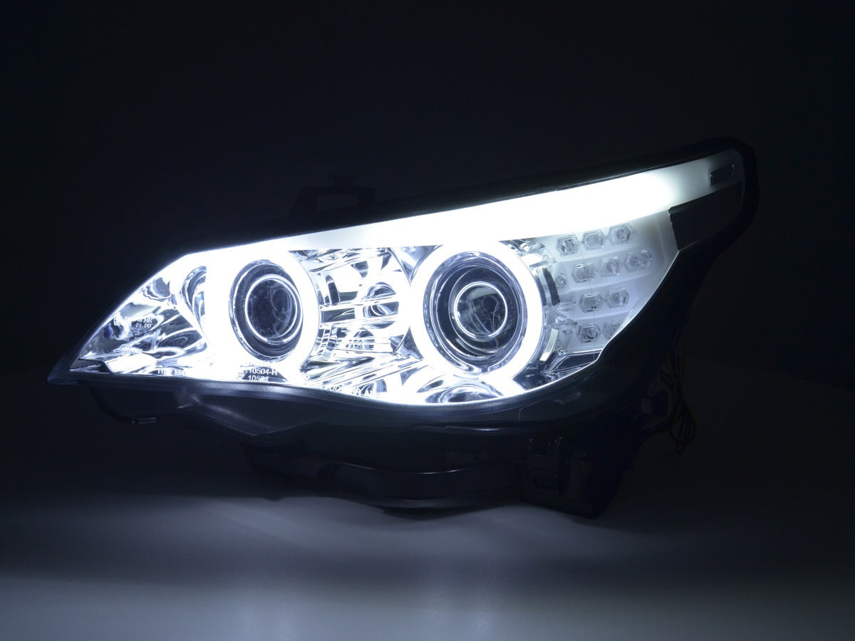 Flash-Scheinwerfer Xenón Ojos de Angel CCFL BMW 5 E60 / E61 05-08 Chrom für das rechte Lenkrad