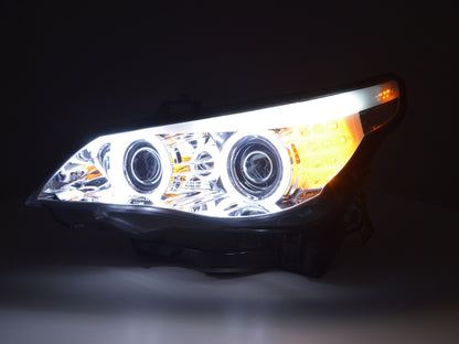 Flash-Scheinwerfer Xenón Ojos de Angel CCFL BMW 5 E60 / E61 05-08 Chrom für das rechte Lenkrad