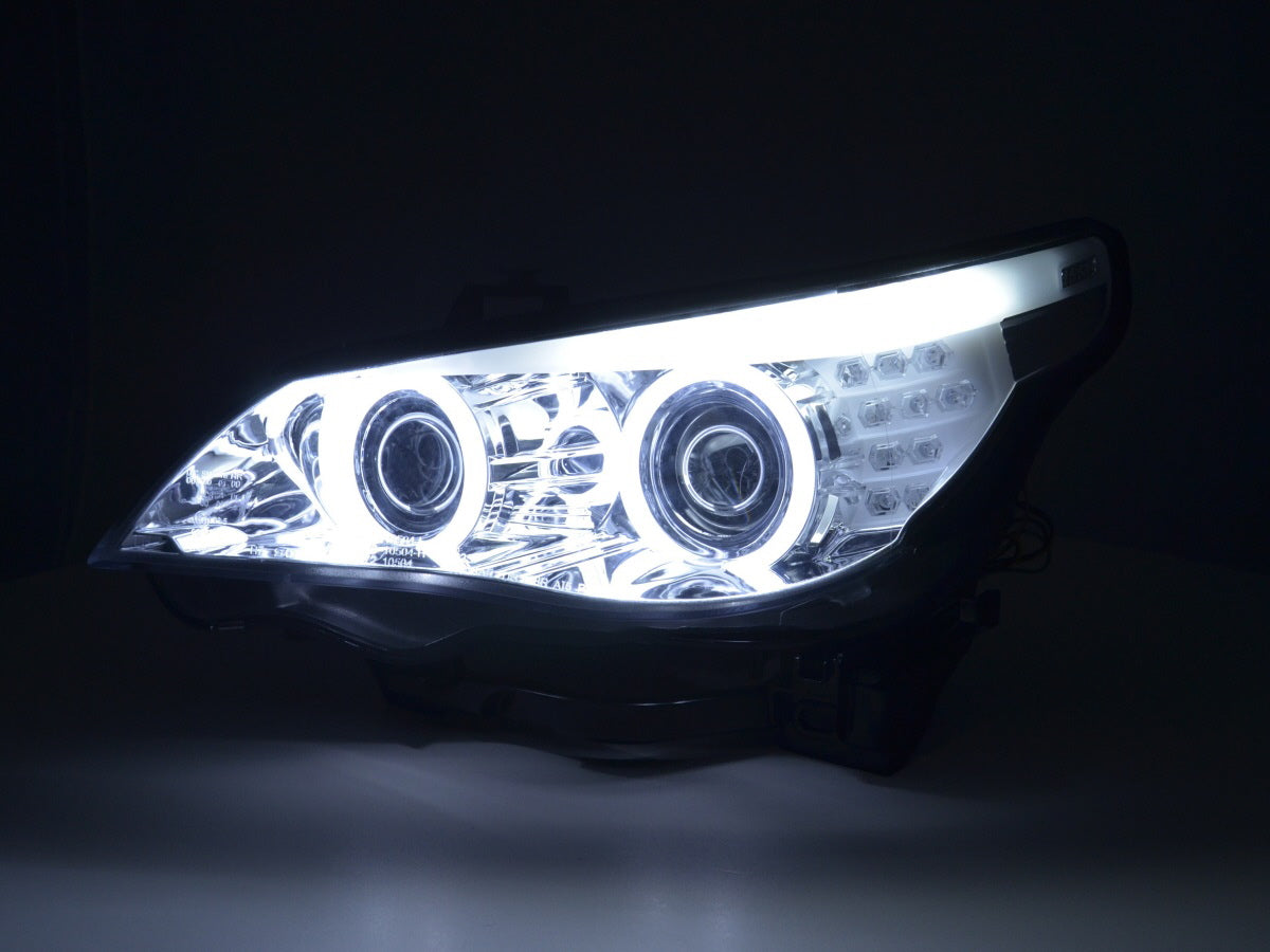 Flash-Scheinwerfer Xenon Angel CCFL BMW 5 E60 / E61 03-04 Chrom für das rechte Lenkrad