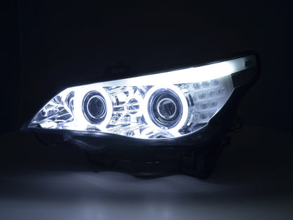 Flash-Scheinwerfer Xenon Angel CCFL BMW 5 E60 / E61 03-04 Chrom für das rechte Lenkrad