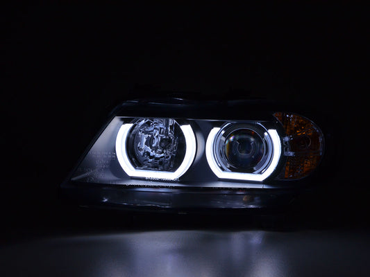 Faros delanteros LED con aspecto DRL BMW Serie 3 E90 / E91 05-08 negro