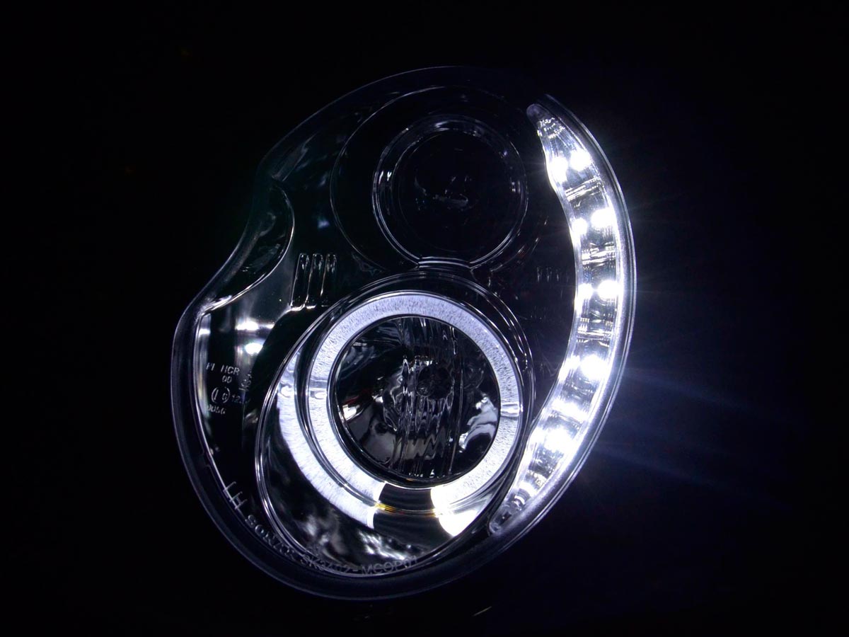 Faros delanteros LED DRL look Mini Cooper R50 01-06 cromado