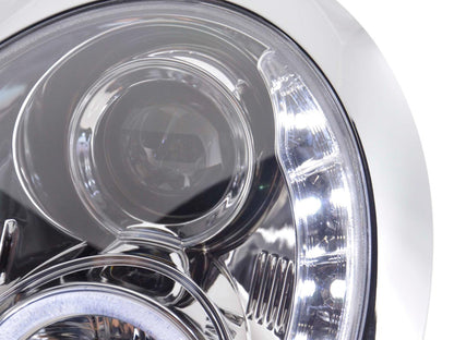 Faros delanteros LED DRL look Mini Cooper R50 01-06 cromado
