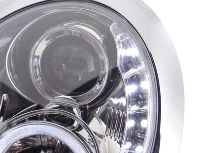 Faros delanteros LED DRL look Mini Cooper R50 01-06 cromado