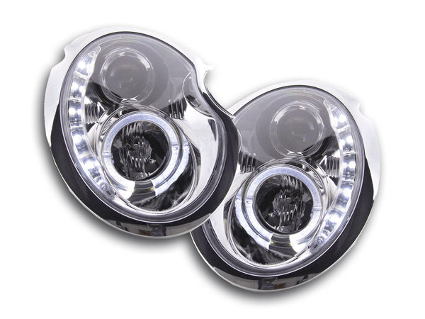 Faros delanteros LED DRL look Mini Cooper R50 01-06 cromado