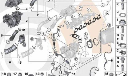 Tubo de admisión de aire OEM 11617805401 para BMW F07, F10, F11, F06, F12, F13, F01. Compatible con versiones 535d y 535d xDrive. Original BMW.