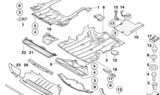 Tela do compartimento motor para BMW 3 E90N Series, E91N (OEM 51718047424). BMW original