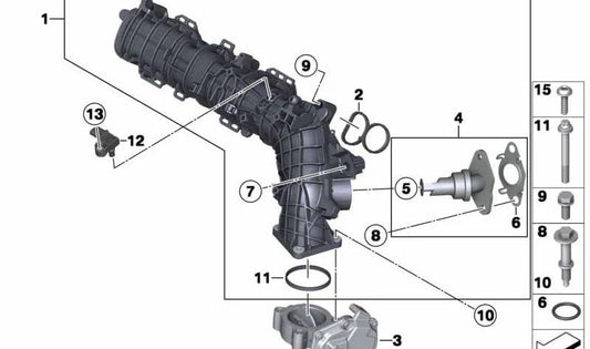 Tubería de aspiración OEM 11617823039 para MINI R56 LCI, Clubman R55 LCI, Cabrio R57 LCI, Coupé R58, Roadster R59, Countryman R60, Paceman R61. Original MINI.