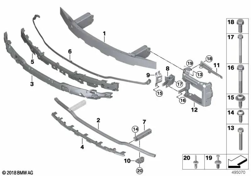 Absorbeur d'impact avant pour la série BMW 3 G20, G21 (OEM 5111742212). BMW d'origine