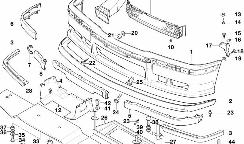 Front spoiler for BMW 3 Series E36 (OEM 51112267457). Original BMW